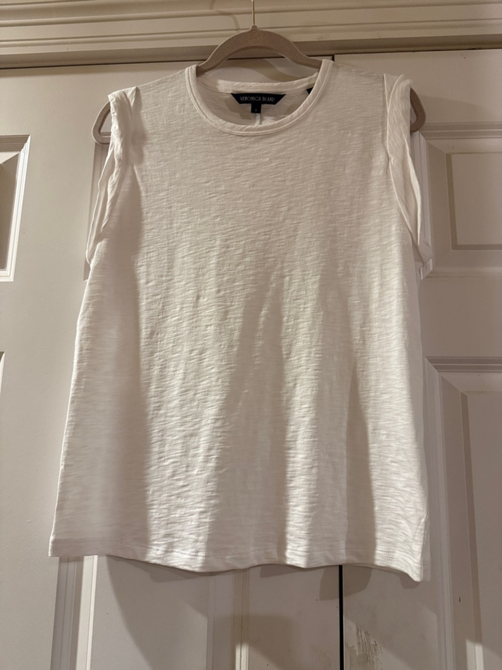 Veronica Beard Dree Muscle Tee White Size M Pima Cotton Sleeveless EUC